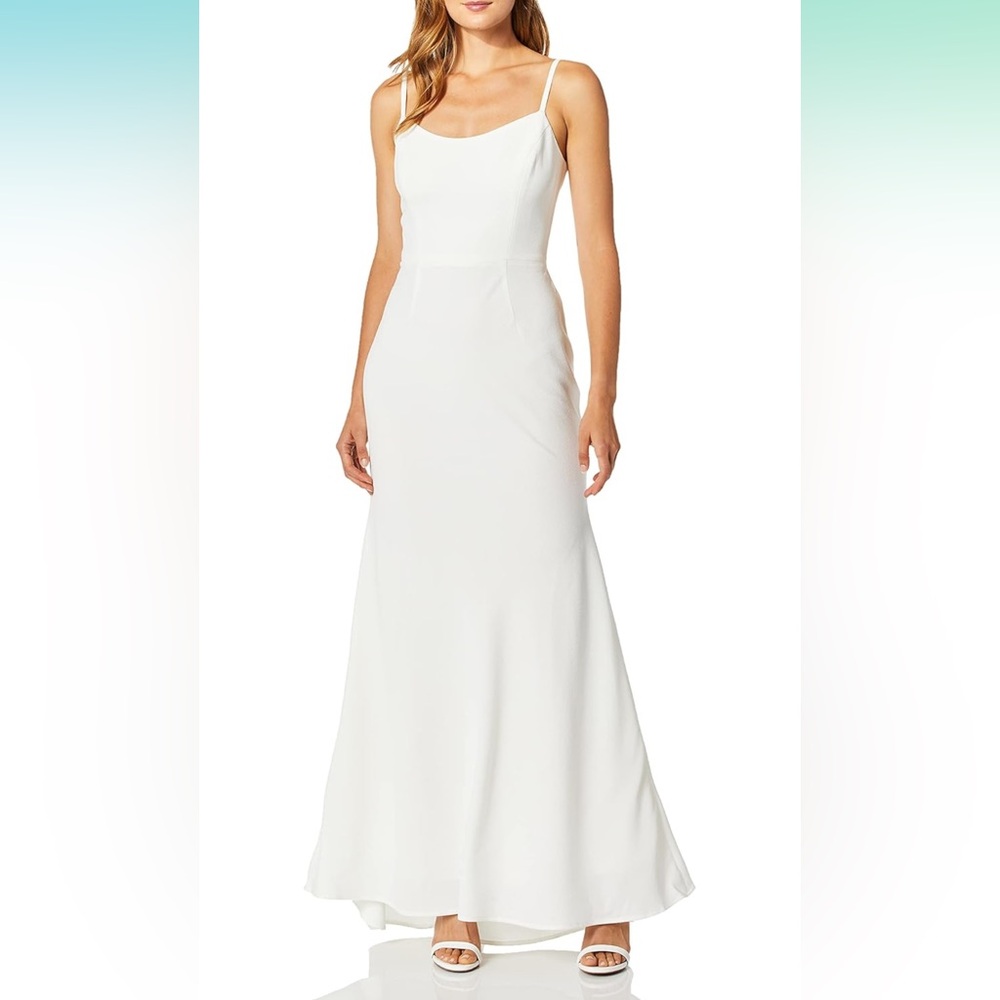 Dress the Population- White Crepe Maxi Gown, Size M